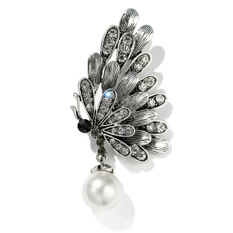 Vintage Butterfly Pearl Brooch
