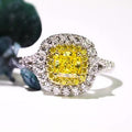 Luxury Square Zircon Inlaid Yellow Diamond Ring
