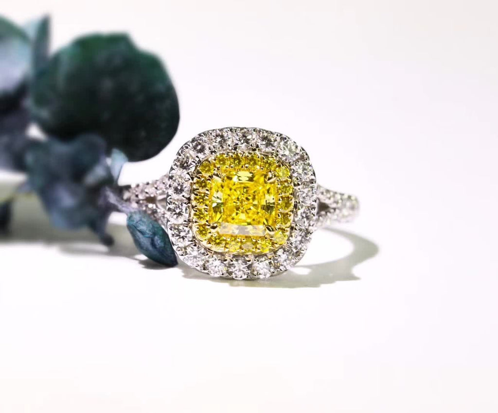 Luxury Square Zircon Inlaid Yellow Diamond Ring