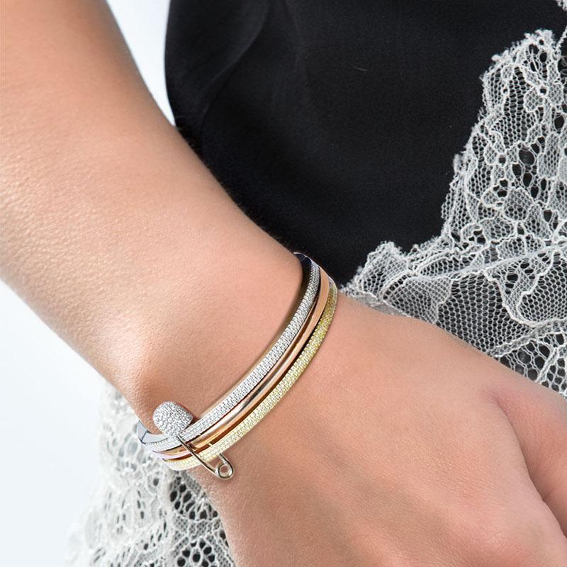 Pave Setting 3 Color Plated Bracelet&Ring