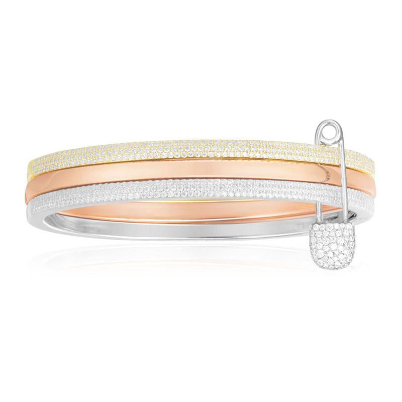 Pave Setting 3 Color Plated Bracelet&Ring