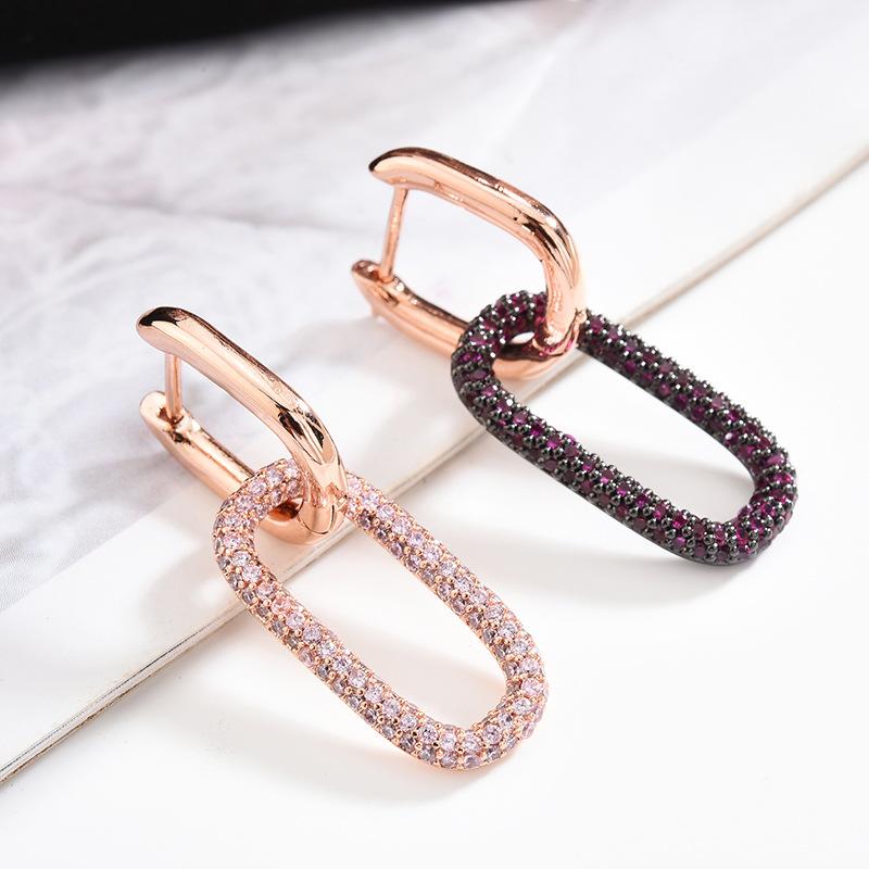 Retro Purple Rhinestone SINGLE Hoop Earring Chain