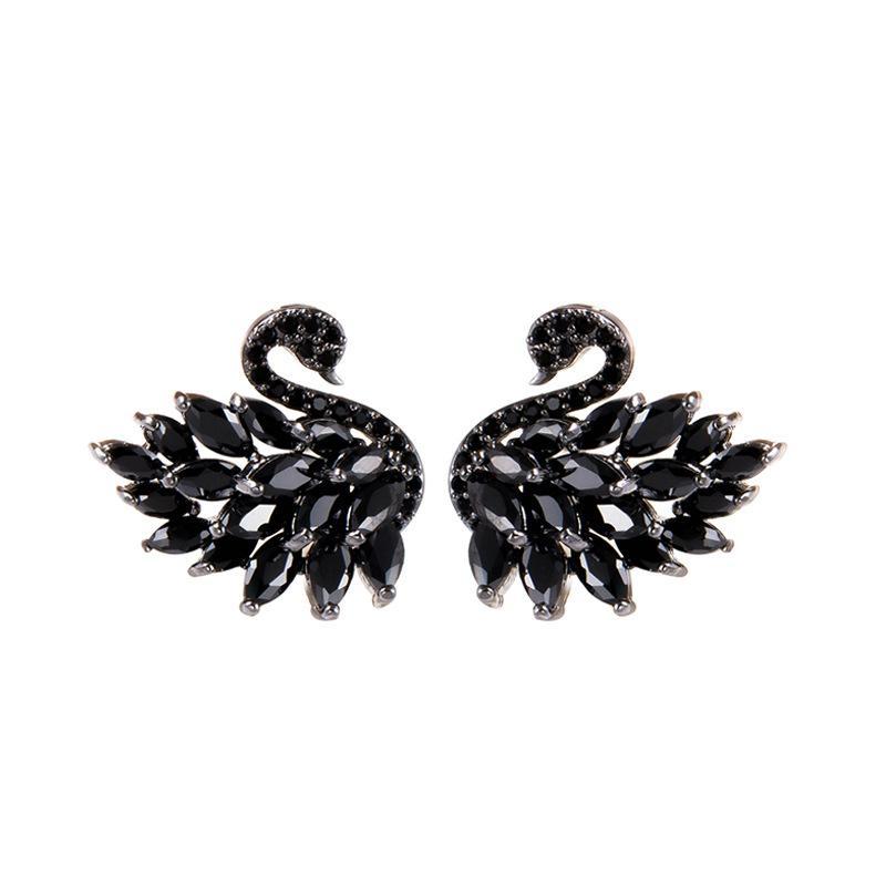 Black Swan Sparkling Crystal CVD Diamond Earrings