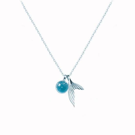 Mermaid Fishtail Blue Tears Bubble Necklace