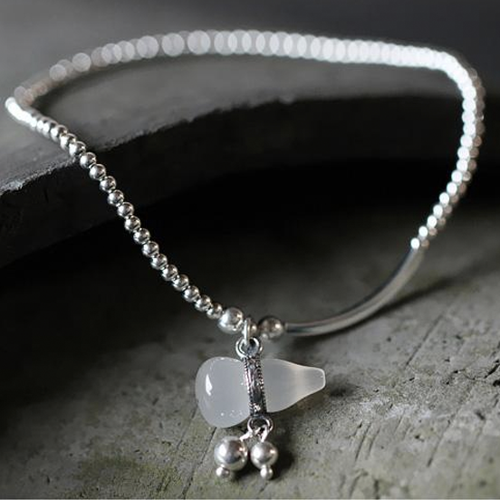 Delicate Little Gourd Natural Chalcedony Anklet