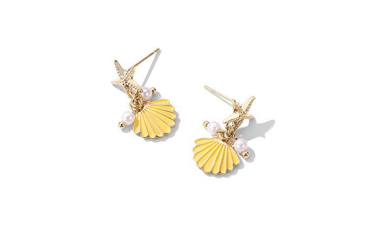Unique Starfish Scallop Pearl Earrings
