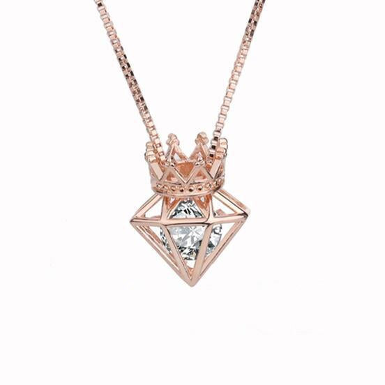 Crown Hearts and Arrows Set with Diamond Necklace