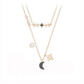 Double Layers Star and Moon Necklace
