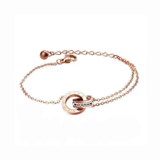 Double Ring Square CVD Diamond Pendant Bracelet