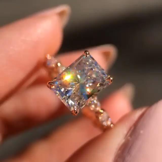 Luxury Ring Radiant Cut Full of Diamonds