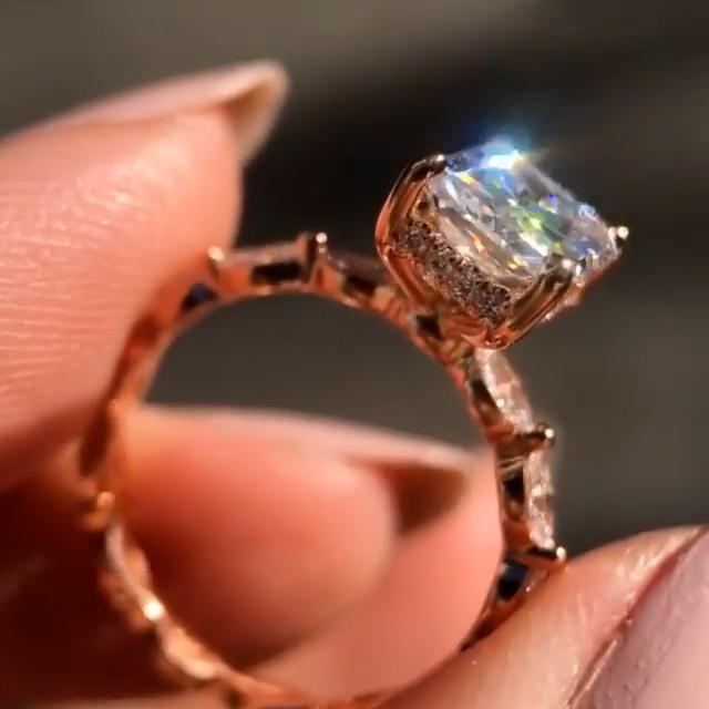 Luxury Ring Radiant Cut Full of Diamonds