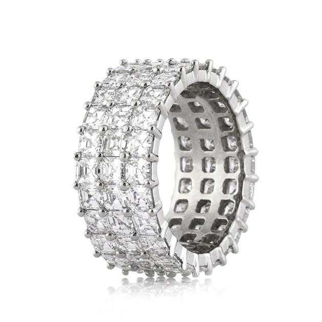 Three-Row Asscher Cut Diamond Eternity Band