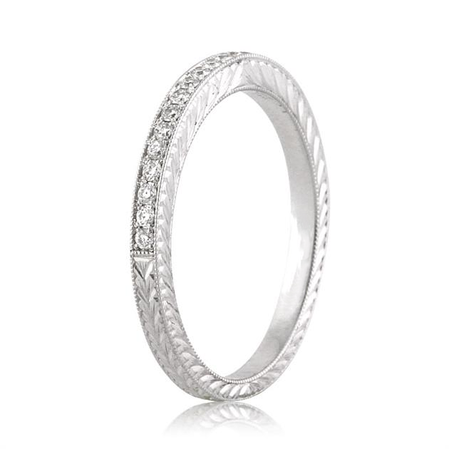 Round Brilliant Cut CVD Diamond Pav¨¦ Wedding ring