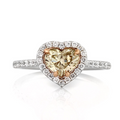 Fancy Light Brown Yellow Heart Shaped CVD Diamond Engagement Ring