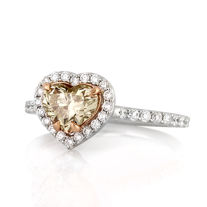 Fancy Light Brown Yellow Heart Shaped CVD Diamond Engagement Ring