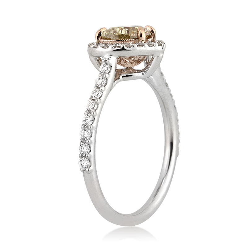 Fancy Light Brown Yellow Heart Shaped CVD Diamond Engagement Ring