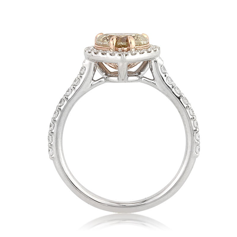 Fancy Light Brown Yellow Heart Shaped CVD Diamond Engagement Ring