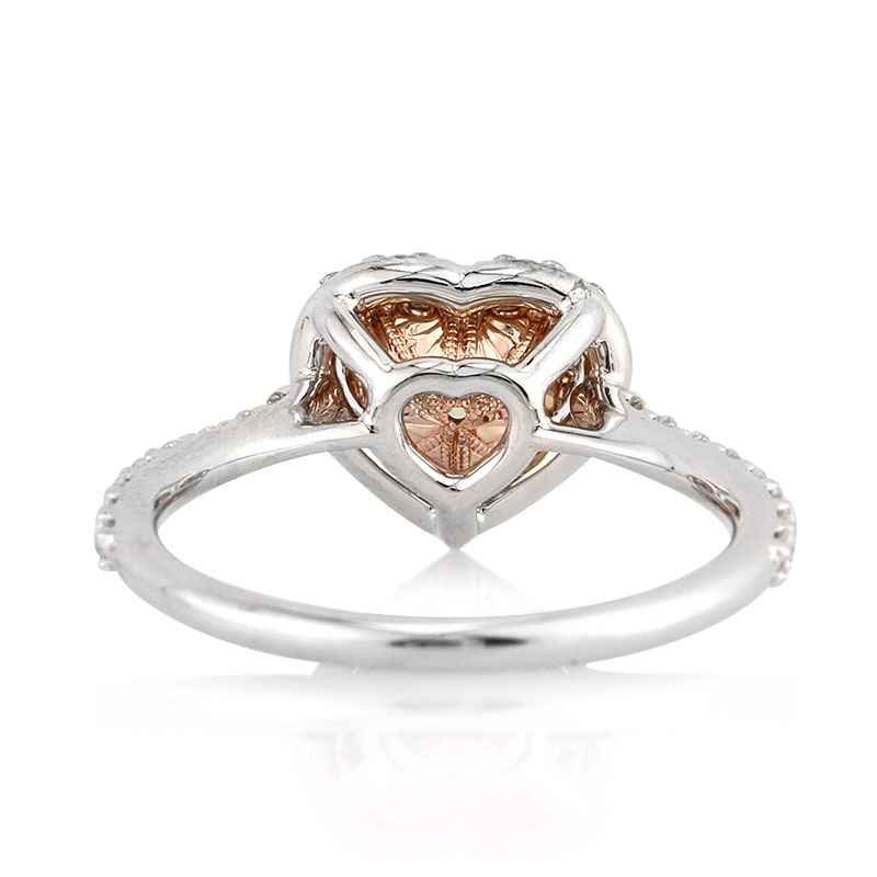 Fancy Light Brown Yellow Heart Shaped CVD Diamond Engagement Ring