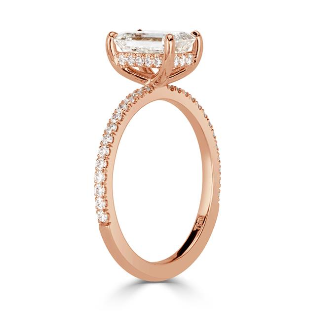 Emerald Cut CVD Diamond Engagement Ring