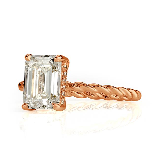 Emerald Cut CVD Diamond Engagement Ring
