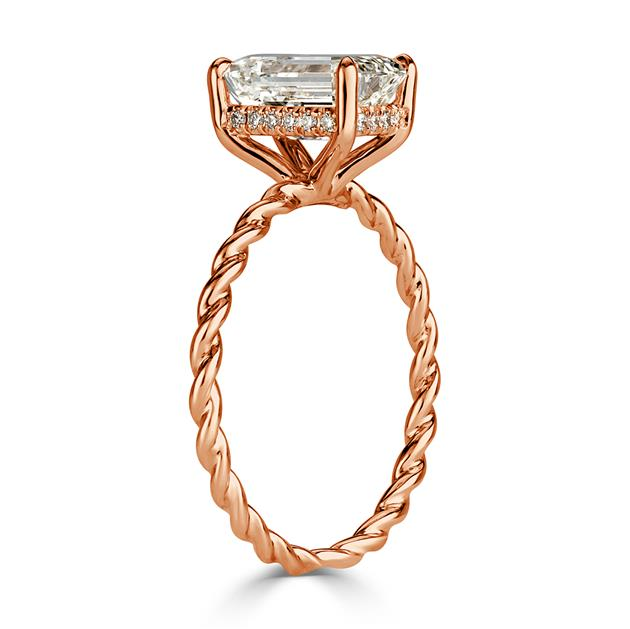 Emerald Cut CVD Diamond Engagement Ring
