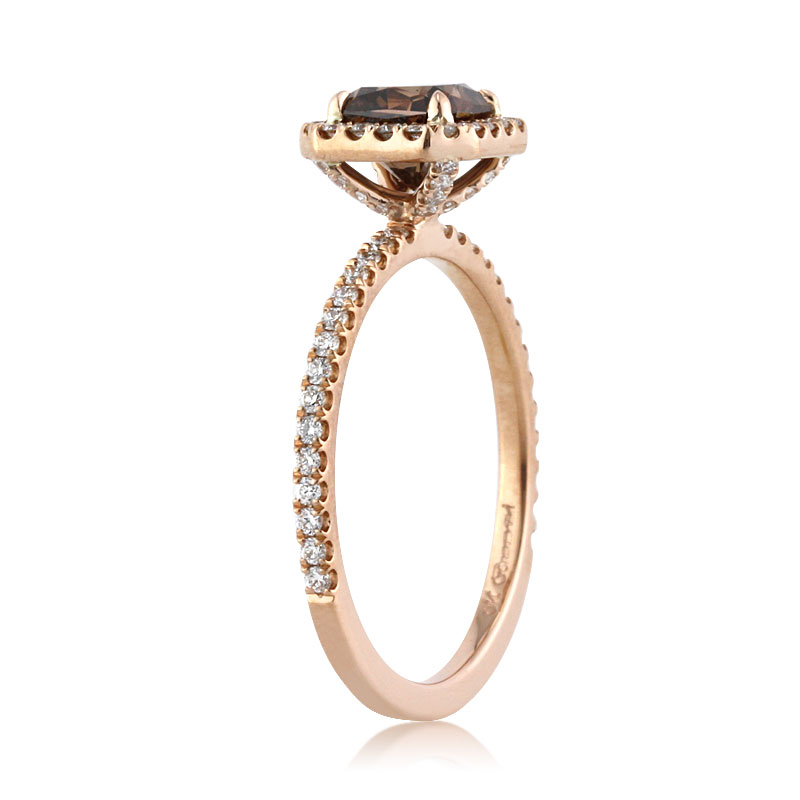 Fancy Dark Orange Brown Radiant Cut CVD Diamond Engagement Ring