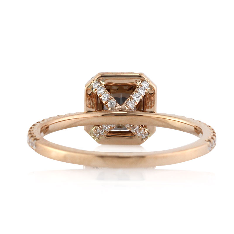 Fancy Dark Orange Brown Radiant Cut CVD Diamond Engagement Ring