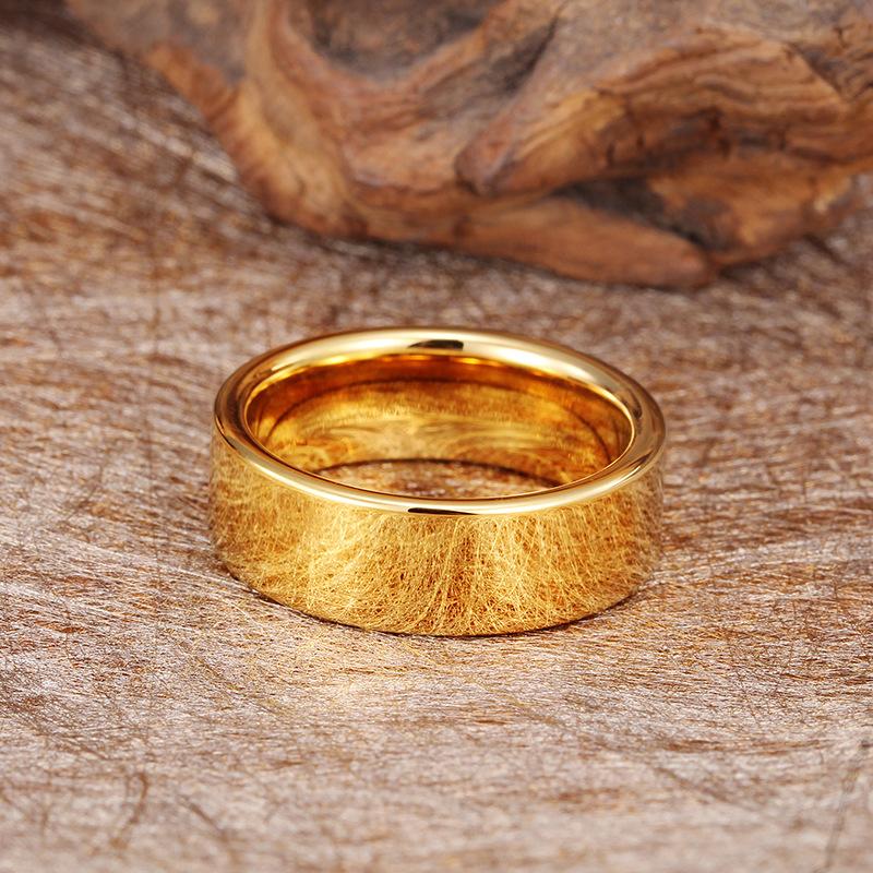 Simple Style Tungsten Steel 18K Gold-plated Wild Ring