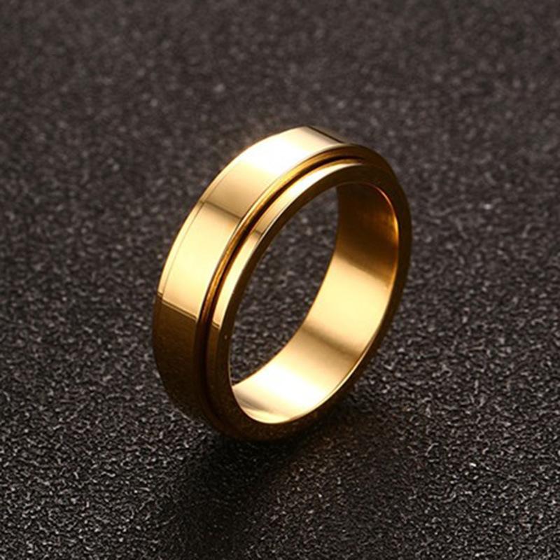 Turnable Simple Style Mens Titanium Steel Ring