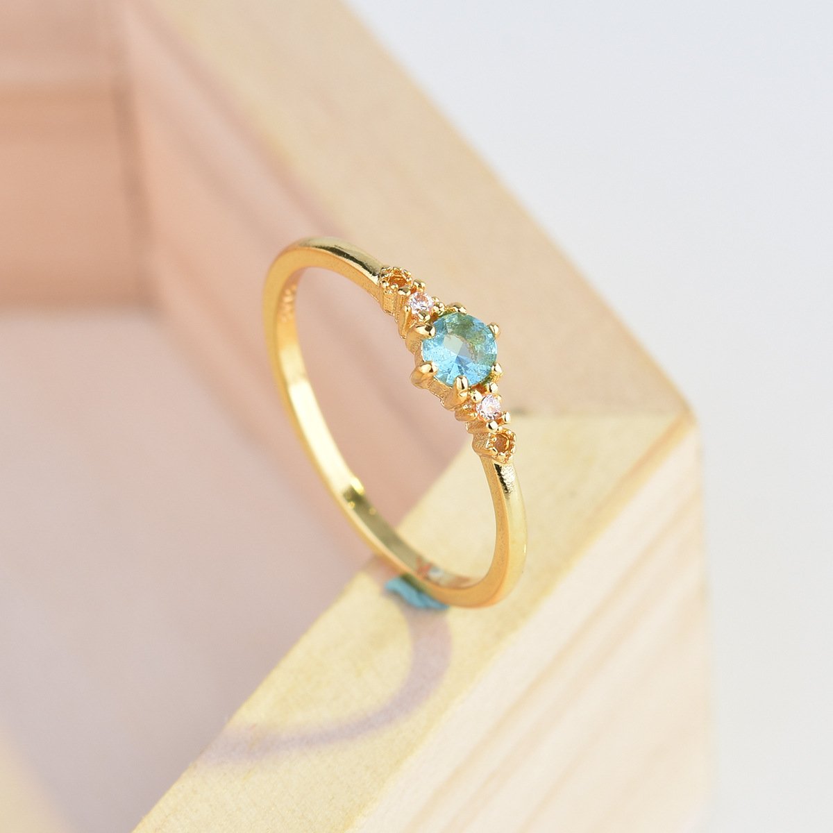Aquamarine Topaz 18K Gold Plated Womens Ring