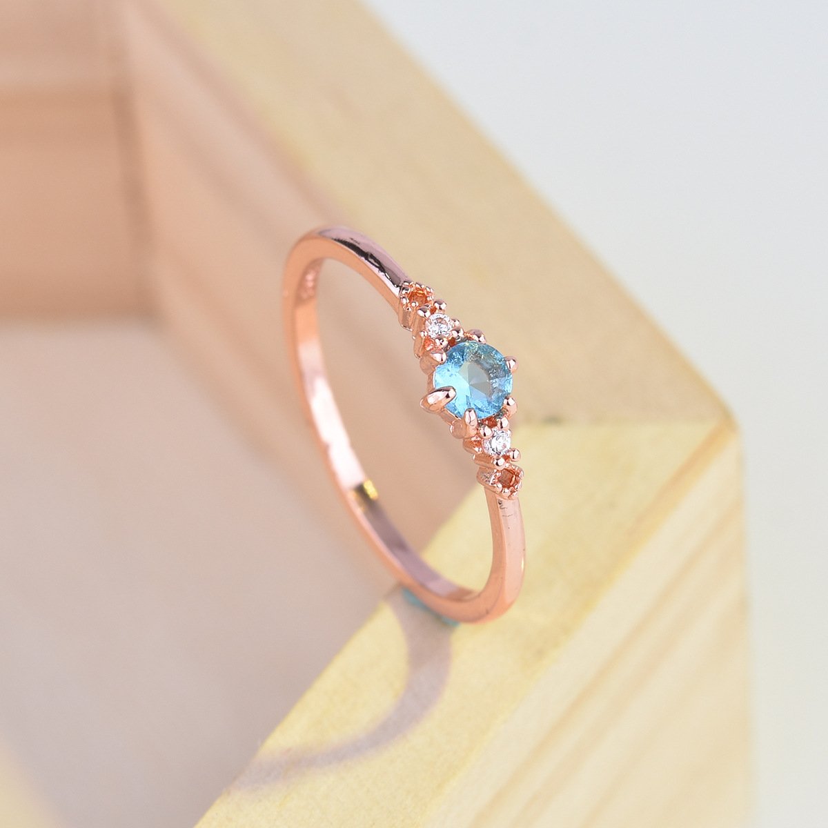 Aquamarine Topaz 18K Gold Plated Womens Ring
