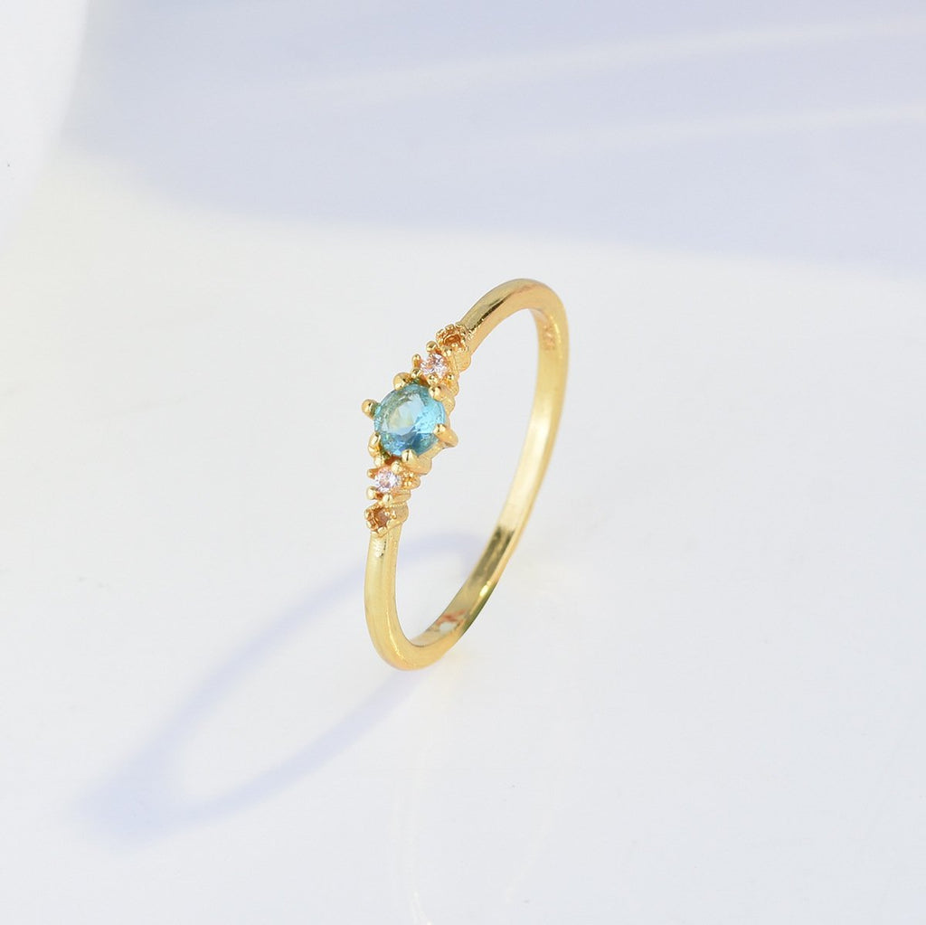 Aquamarine Topaz 18K Gold Plated Womens Ring