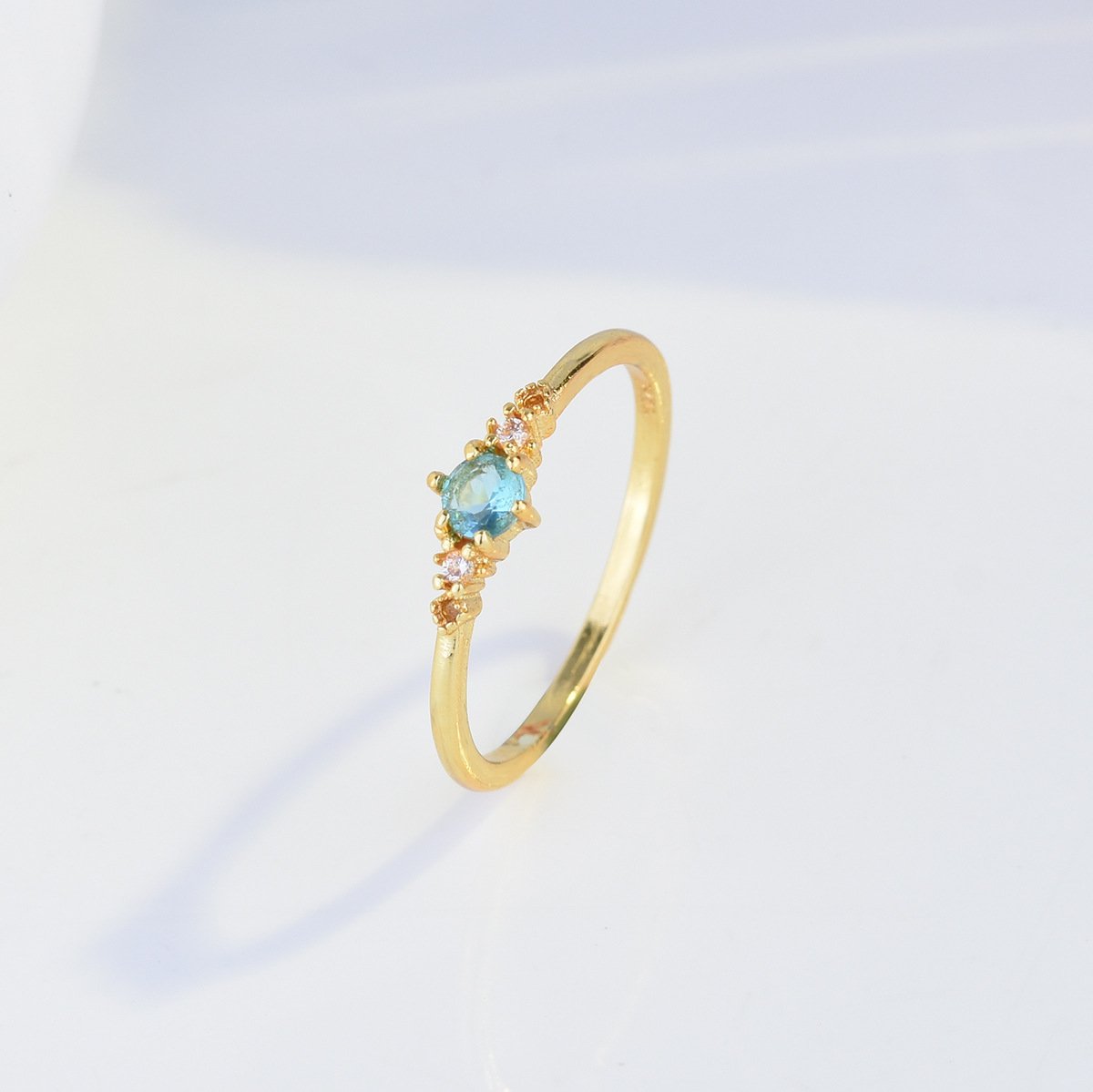 Aquamarine Topaz 18K Gold Plated Womens Ring