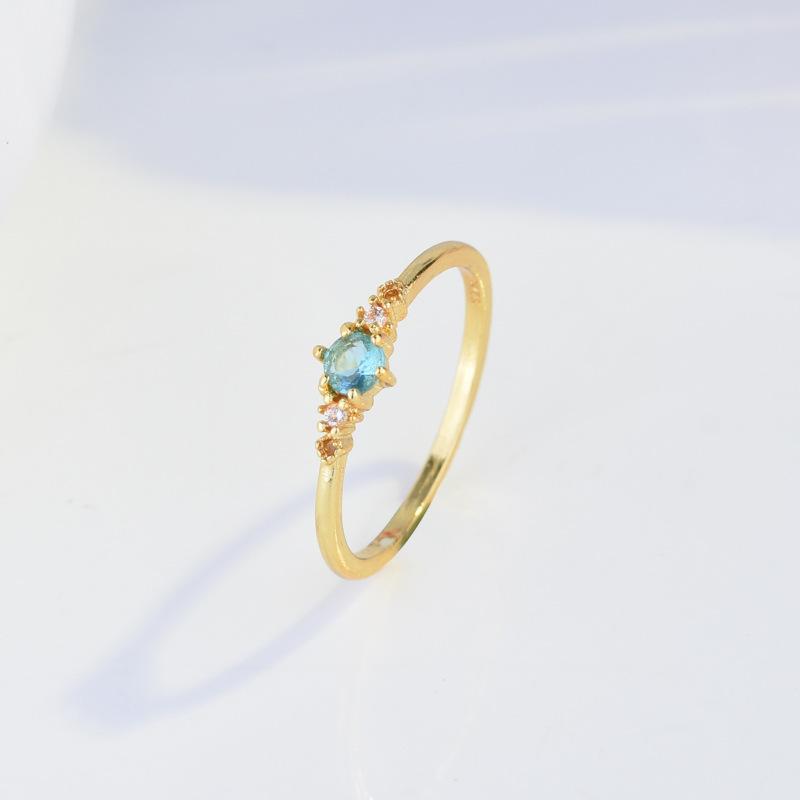 Aquamarine Topaz 18K Gold Plated Womens Ring