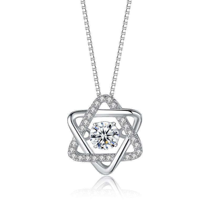 Romantic Hexagram Jumping CVD diamond Necklace