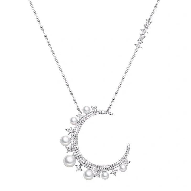 Romantic Stars and Moon Pearl Necklace