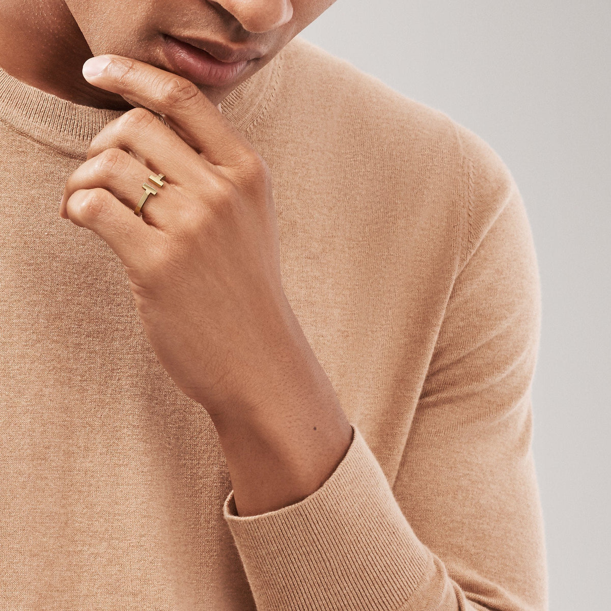 Gold-Plated Square Titanium Ring