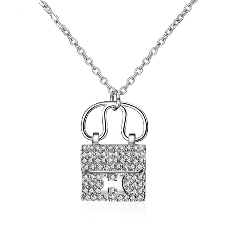 Delicate Alphabet Handbag CVD Diamond Necklace