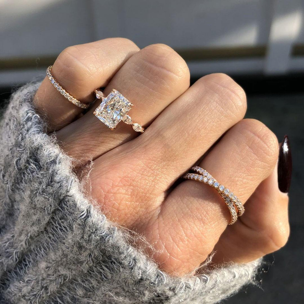 Luxury Ring Radiant Cut Full of Diamonds