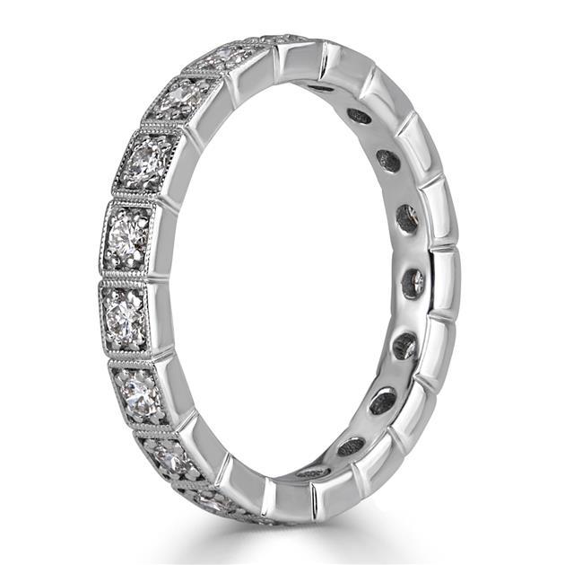 Round Brilliant Cut Milgrain Bezel Set Diamond Eternity Band in Platinum