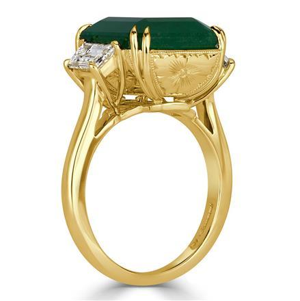 Emerald and Diamond Three-Stone Ring