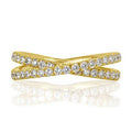 Round Brilliant Cut Diamond Crisscross Ring in 18k Yellow Gold