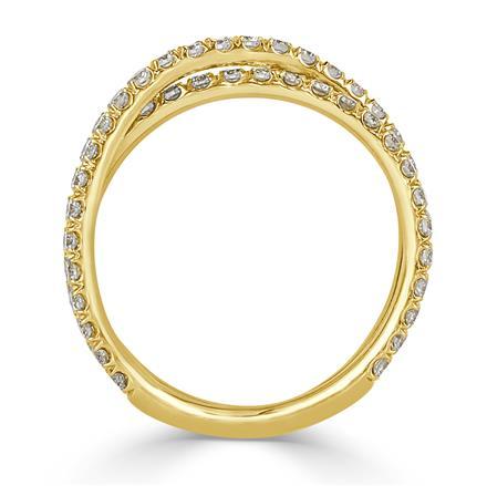Round Brilliant Cut Diamond Crisscross Ring in 18k Yellow Gold