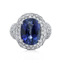 Oval Cut Ceylon Sapphire and Diamond Right-Hand Ring