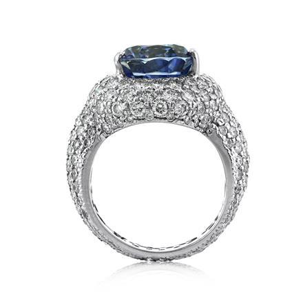 Oval Cut Ceylon Sapphire and Diamond Right-Hand Ring