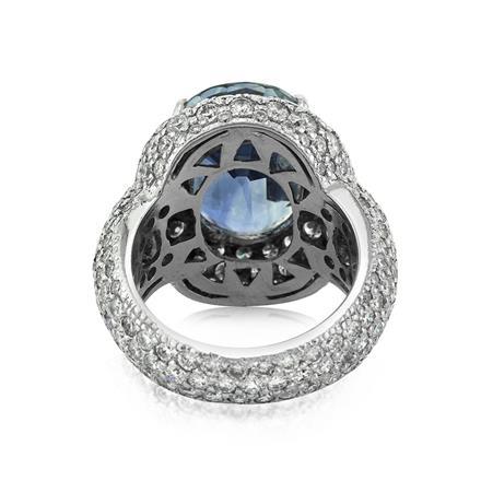 Oval Cut Ceylon Sapphire and Diamond Right-Hand Ring