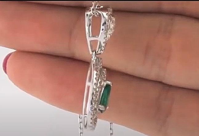 Pear Shaped Emerald and Diamond Pendant