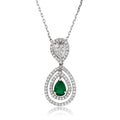 Pear Shaped Emerald and Diamond Pendant