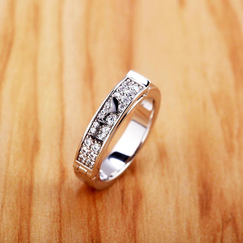 Heartbeat Wedding Rings Hidden Message Engraved Rings For Her