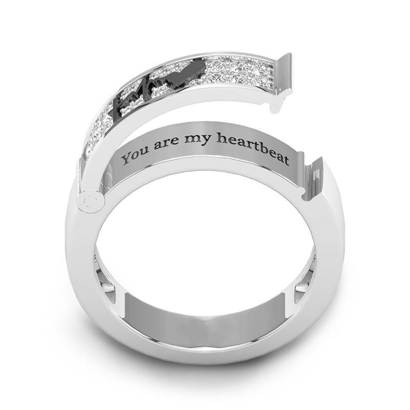 Heartbeat Wedding Rings Hidden Message Engraved Rings For Her
